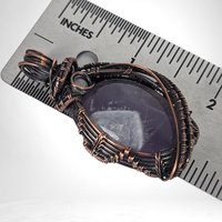 Copper Wire Wrapped Amethyst Pendant | Handmade Crystal Jewelry | Antiqued Copper & Glass Accent | 2" | Gift for Her