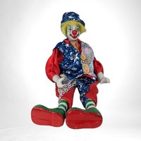 Vintage Porcelain Circus Clown Shelf Sitter Figurine | 14" Collectible Clown Decor | Whimsical Gift