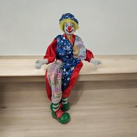 Vintage Porcelain Circus Clown Shelf Sitter Figurine | 14" Collectible Clown Decor | Whimsical Gift