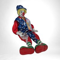 Vintage Porcelain Circus Clown Shelf Sitter Figurine | 14" Collectible Clown Decor | Whimsical Gift