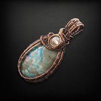 Copper Wire Wrapped Natural Stone Necklace | Handmade Artisan Jewelry | Unique Bohemian Style Pendant | Gift for Her