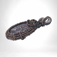 Copper Wire Wrapped Charoite Pendant | Oxidized Copper | Artisan Jewelry | Statement Necklace