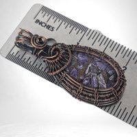 Copper Wire Wrapped Charoite Pendant | Oxidized Copper | Artisan Jewelry | Statement Necklace