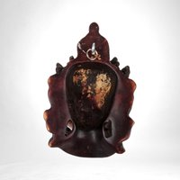 Vintage Green Tara Mask Wall Decor | Ceramic | Tibetan Buddhist Art | Spiritual Decor | 6.5"