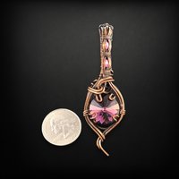 Handmade Copper Wire Wrapped Rivoli Crystal Pendant with Flat Back Gems, Antiqued Finish, Gift for Her, Statement Necklace