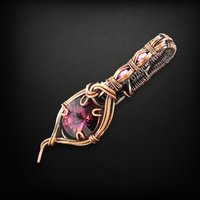 Handmade Copper Wire Wrapped Rivoli Crystal Pendant with Flat Back Gems, Antiqued Finish, Gift for Her, Statement Necklace