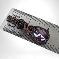 Handmade Copper Wire Wrapped Pendant with Purple Crystal and Black Bead, Artisan Pendant, Gothic Jewelry, Statement Pendant, Gift for Her