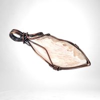 Copper Wire Wrapped Scolecite Pendant | Unique Artisan Jewelry | Handmade Natural Stone Necklace | Bohemian Style Gift for Her