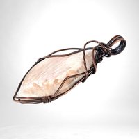 Copper Wire Wrapped Scolecite Pendant | Unique Artisan Jewelry | Handmade Natural Stone Necklace | Bohemian Style Gift for Her