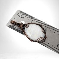 Handmade Copper Wire Wrapped Scolecite Pendant - White Crystal, Antiqued Finish