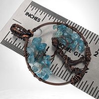 Copper Wire Figure and Tree with Glass Chips Pendant | Handcrafted Wire-Wrapped Jewelry | Unique Artistic Necklace Charm