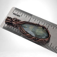 Handmade Copper Wire Wrapped Labradorite Pendant | Checker Cut Gemstone | Unique Gift for Her | Oxidized Copper
