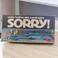 Vintage 1972 Sorry! Board Game by Parker Brothers - Classic Family Game - Missing One Pawn