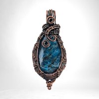 Handmade Copper Wire Wrapped Apatite Pendant | Unique Artisan Jewelry | Gift for Nature Lover