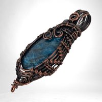 Handmade Copper Wire Wrapped Apatite Pendant | Unique Artisan Jewelry | Gift for Nature Lover