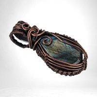 Handmade Copper Wire Wrapped Labradorite Pendant | Mystical Artisan Jewelry | Gift for Spiritual Seeker