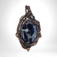 Handmade Copper Wire Wrapped Sodalite Pendant | Unique Artisan Jewelry | Gift for Intuition & Calm