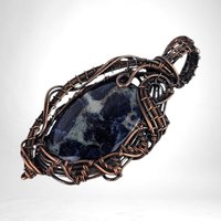 Handmade Copper Wire Wrapped Sodalite Pendant | Unique Artisan Jewelry | Gift for Intuition & Calm