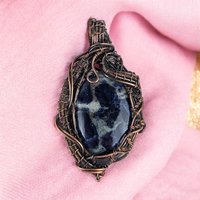 Handmade Copper Wire Wrapped Sodalite Pendant | Unique Artisan Jewelry | Gift for Intuition & Calm