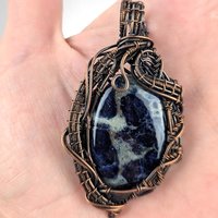 Handmade Copper Wire Wrapped Sodalite Pendant | Unique Artisan Jewelry | Gift for Intuition & Calm