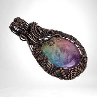 Handmade Copper Wire Wrapped Rainbow Solar Quartz Pendant | Vibrant Artisan Jewelry | Gift for Positivity
