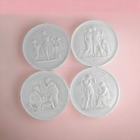 Vintage Royal Copenhagen Bisque Plaques | Set of 4 | Neoclassical Wall Decor |  White Porcelain Plaques |  Collectible Plates