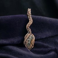 Handmade Septarian Pendant, Copper Wire Wrapped Gemstone Jewelry, Unique Gift for Women, Oxidized Copper Pendant, Black and Tan Septarian