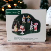 Dept 56 Village Accessories, Year Round Lighted Lawn Ornaments, Set of 5 Figures, Snow Village, Holiday Decor