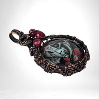 Copper Wire Wrapped Pendant with Skull and Cross | Unique Gothic Jewelry | Handmade Statement Necklace | Bohemian Style Accessory
