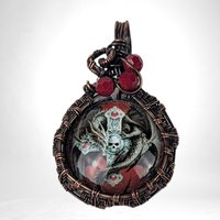 Copper Wire Wrapped Pendant with Skull and Cross | Unique Gothic Jewelry | Handmade Statement Necklace | Bohemian Style Accessory