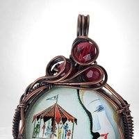 Copper Wire Wrapped Necklace with Female and Carousel Design | Unique Artisan Jewelry | Handmade Statement Piece | Whimsical Fashion