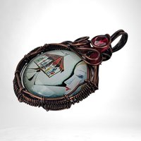 Copper Wire Wrapped Necklace with Female and Carousel Design | Unique Artisan Jewelry | Handmade Statement Piece | Whimsical Fashion