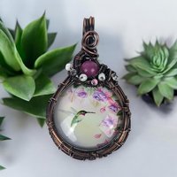Handmade Copper Wire Wrapped Hummingbird Pendant | Unique Artisan Jewelry | Nature-Inspired Necklace | Bohemian Style Gift for Bird Lovers