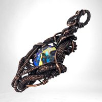 Colorful Crystal Pendant | Copper Wire Wrapped | Rivoli Focal Point | Bohemian Jewelry