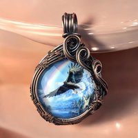 Eagle Spirit Pendant - Copper Wire Wrapped Jewelry with Rainbow - Symbol of Hope and Freedom