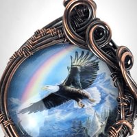Eagle Spirit Pendant - Copper Wire Wrapped Jewelry with Rainbow - Symbol of Hope and Freedom