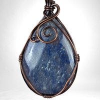 Handmade Copper Wire Wrapped Blue Quartz Pendant | Antiqued Copper Jewelry | Unique Gift for Crystal Lovers | Boho Chic Necklace Pendant