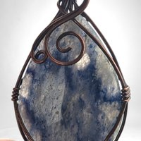 Handmade Copper Wire Wrapped Blue Quartz Pendant | Antiqued Copper Jewelry | Unique Gift for Crystal Lovers | Boho Chic Necklace Pendant