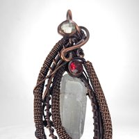 Handmade Clear Quartz Copper Wire Wrapped Pendant