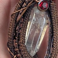 Handmade Clear Quartz Copper Wire Wrapped Pendant