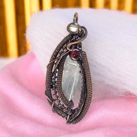 Handmade Clear Quartz Copper Wire Wrapped Pendant