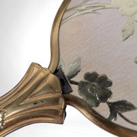 Vintage Vanity Brush and Mirror Set, Pink with Gold Flowers