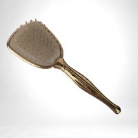 Vintage Hair Brush, Blue with Gold Flowers and Butterflies