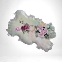 Vintage Porcelain Tray | Hand-Painted Floral Design | Vanity or Dresser