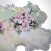 Vintage Porcelain Tray | Hand-Painted Floral Design | Vanity or Dresser