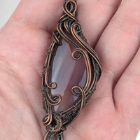 Handmade Wire Wrapped Copper Labradorite Pendant | Unique Gemstone Jewelry | Artisan Crafted Necklace | Bohemian Style Accessory