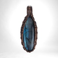 Handmade Copper Wire Wrapped Blue Labradorite Pendant | Unique Artisan Jewelry | Mystical Gift