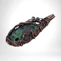 Copper Wire-Wrapped Ruby in Fuchsite Pendant | Unique Gemstone Jewelry | Handmade Artisan Necklace | Bohemian Style Gift for Her