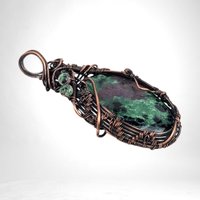 Copper Wire-Wrapped Ruby in Fuchsite Pendant | Unique Gemstone Jewelry | Handmade Artisan Necklace | Bohemian Style Gift for Her