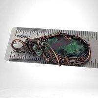 Copper Wire-Wrapped Ruby in Fuchsite Pendant | Unique Gemstone Jewelry | Handmade Artisan Necklace | Bohemian Style Gift for Her